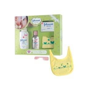 Johnson's Baby Care Collection Baby Gift Set with Organic Cotton Bib & Baby Comb