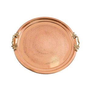 Handmade Hammered Copper Serving Tray with Brass Handle Large Platters