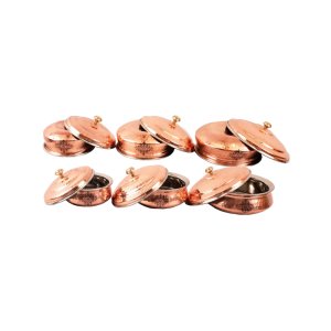 INDIAN ART VILLA Steel Copper Set of 3 Serving Handi with Lid