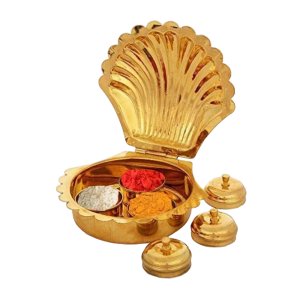 Brass Multi-Purpose Haldi Kumkum Chawal Akshat Sindoor Box Pooja Items Storage Soap