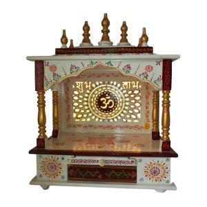 Shubh Labh High quality Wooden Pooja Mandir with lights for home
