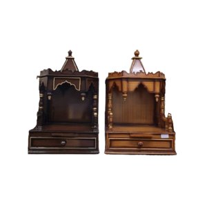Designer Wooden Temple | Wooden Pooja Mandir | Temple With Drawers in two shades
